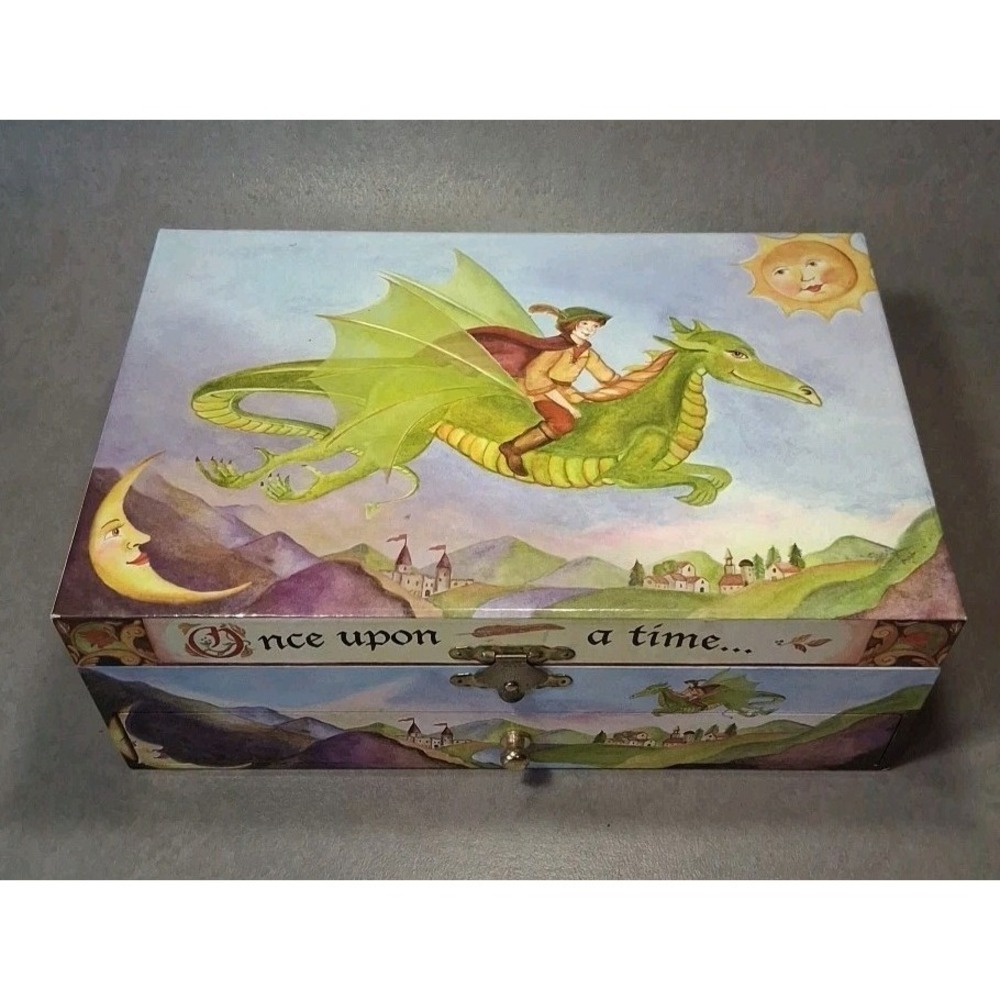 Enchantmints Dragon's World Sorcerer Treasure Jewelry Music Box Spins 3 Drawers